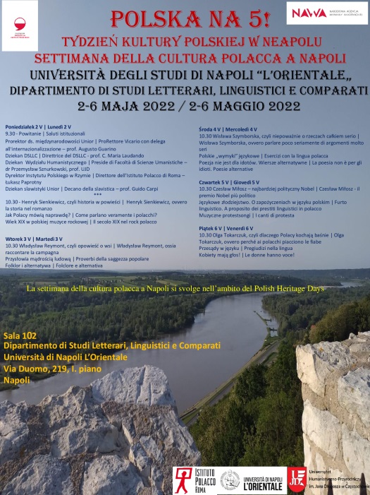Na zdjęciu: Plakat zapowiadający wykłady w Neapolu